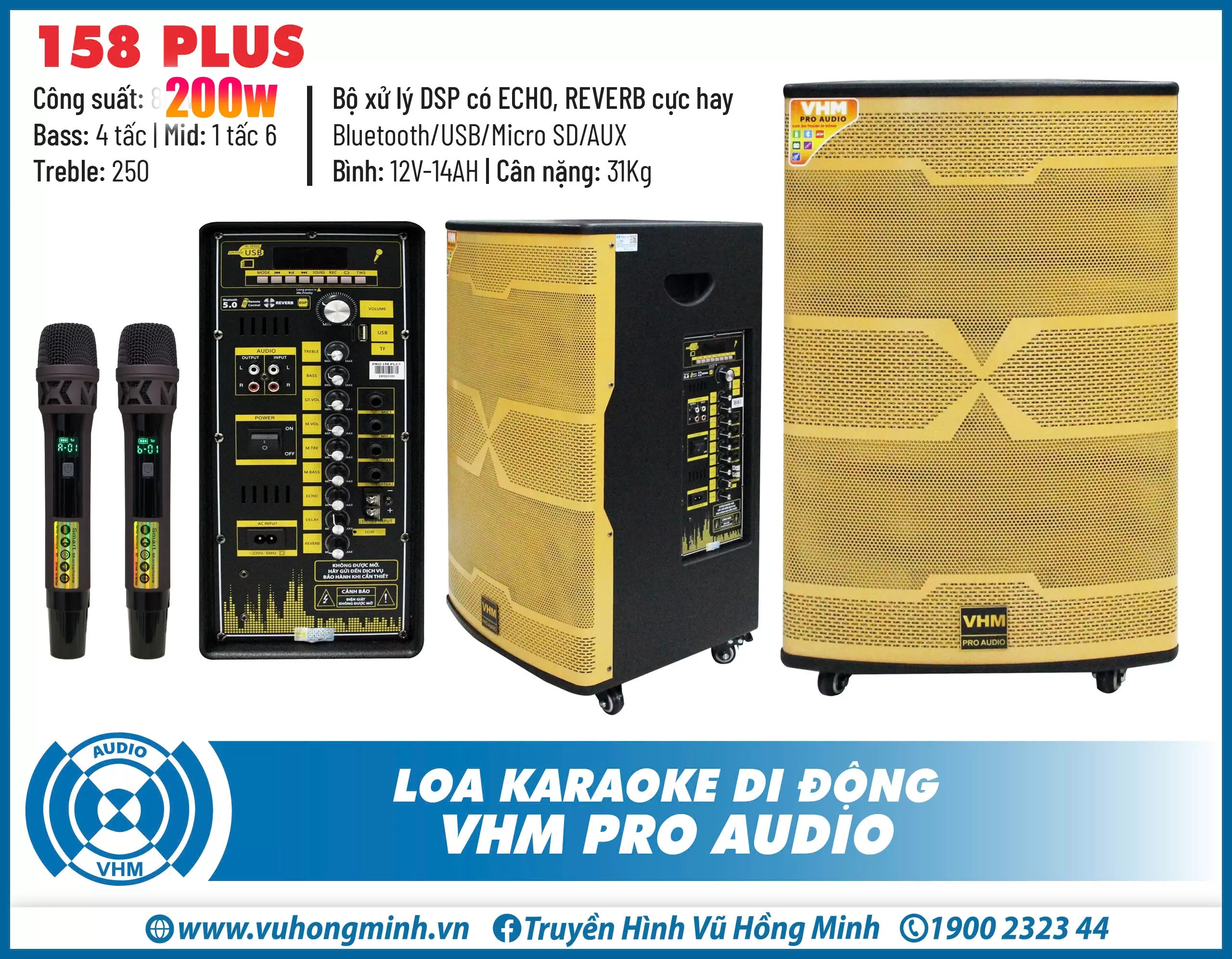 Loa Kéo VHM 158 PLUS Karaoke Di Động Rẻ Nhất Bình Dương